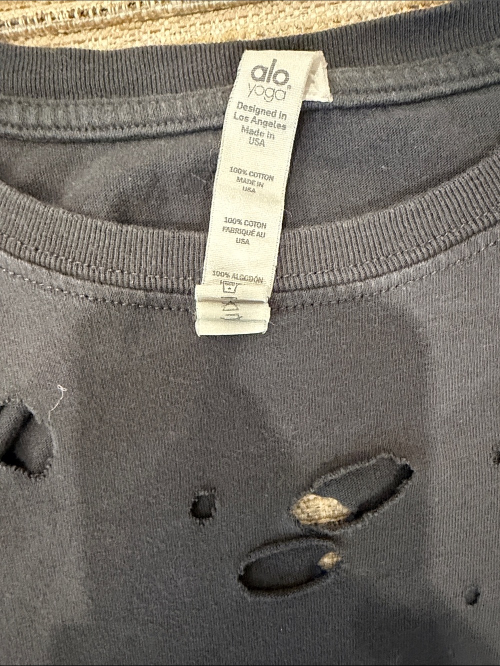 ALO Yoga Black Distressed Muscle Tank and Jimmy Choo Dustbag - Picture 4 of 5